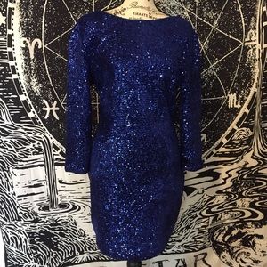 Blue sequin cocktail dress